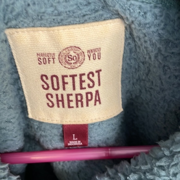 SO Soft Women’s LG Sherpa Hooded Pullover Sweatshirt w Pocket Leisure Cozy Green - Picture 3 of 9